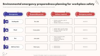 Environmental Emergency Preparedness Planning For Workplace Safety