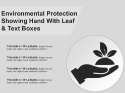 Environmental protection showing hand with leaf and text boxes