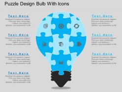 Eo puzzle design bulb with icons flat powerpoint design