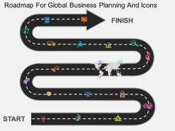 Eo roadmap for global business planning and icons flat powerpoint design