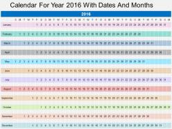 Ep calendar for year 2016 with dates and months flat powerpoint design