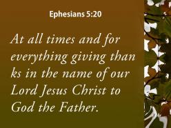Ephesians 5 20 the name of our lord jesus powerpoint church sermon