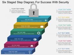 Eq six staged step diagram for success with security flat powerpoint design