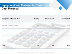 Equipment and material for business cost proposal ppt powerpoint presentation portfolio