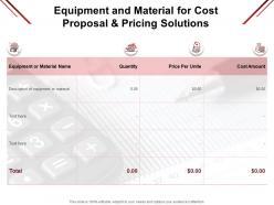 Equipment and material for cost proposal and pricing solutions quantity ppt presentation styles outfit