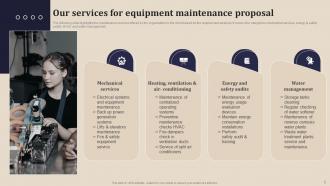 Equipment Maintenance Proposal powerpoint Presentation Slides Content Ready