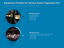 Equipment portfolio for various events organized building powerpoint presentation graphics tutorials