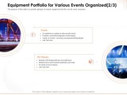 Equipment portfolio for various events organized intelligent ppt powerpoint presentation objects