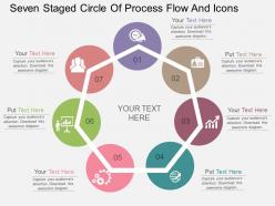 Er seven staged circle of process flow and icons flat powerpoint design