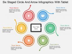 Er six staged circle and arrow infographics with tablet flat powerpoint design