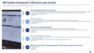 Erp system framework implementation system framework critical success factors