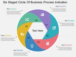Es six staged circle of business process indication flat powerpoint design
