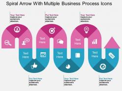 Es spiral arrow with multiple business process icons flat powerpoint design