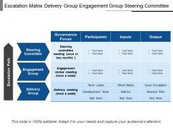 Escalation matrix delivery group engagement group steering committee