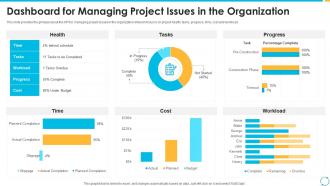 Escalation process for projects dashboard for managing project issues in the organization