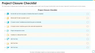 Escalation process for projects project closure checklist