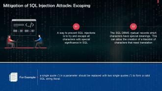 Escaping For Mitigating SQL Injection Attacks Training Ppt