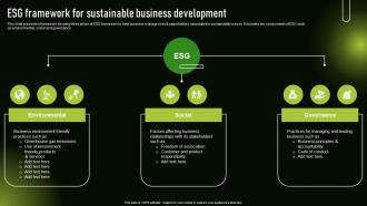 ESG Framework For Sustainable Business Sustainable Development With Green Technology
