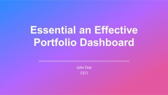 Essential An Effective Portfolio Dashboard PPT Guidelines AT