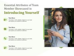 Essential attributes of team member showcased in introducing yourself infographic template