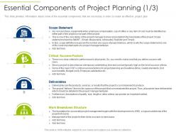 Essential components of project planning critical ppt inspiration show