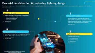 Essential Consideration For Selecting Lighting Design Iot Smart Homes Automation IOT SS