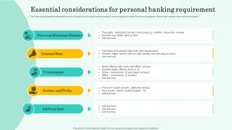 Essential Considerations For Personal Banking Requirement