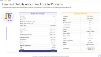Essential details about real estate property ppt demonstration