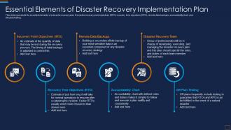 Essential Elements Of Disaster Recovery Disaster Recovery Implementation Plan
