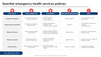Essential Emergency Health Services Policies