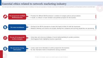 Essential Ethics Related To Network Consumer Direct Marketing Strategies Sales Revenue MKT SS V