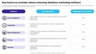 Essential Guide To Database Key Factors To Consider Before Selecting Database Marketing Software MKT SS V