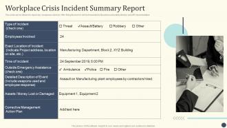 Essential Initiatives To Safeguard Workplace Crisis Incident Summary Report