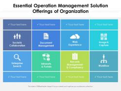 Essential operation management solution offerings of organization
