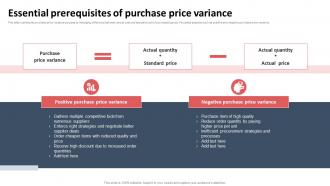 Essential Prerequisites Of Purchase Price Variance