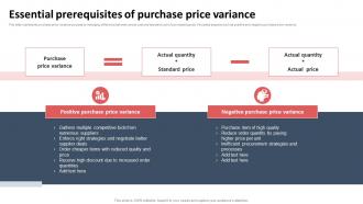 Essential Prerequisites Of Purchase Price Variance Essential Prerequisites Of Purchase Price Variance