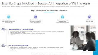 Essential steps involved in successful collaboration of itil with agile service management it
