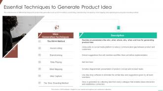 Essential techniques to generate product idea optimizing product development system