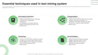 Essential Techniques Used In Text Mining System