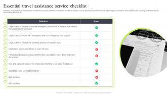 Essential Travel Assistance Service Checklist