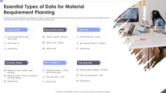 Essential Types Of Data For Material Requirement Planning