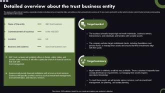 Estate Planning Business Plan Detailed Overview About The Trust Business Entity BP SS
