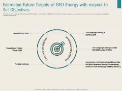 Estimated future targets of geo energy with respect to set objectives renewable energy sector ppt tips
