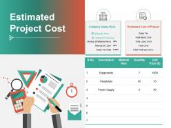 Estimated project cost equipments ppt powerpoint presentation professional graphics tutorials