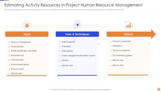 Estimating Activity Resources In Project Human Resource Management