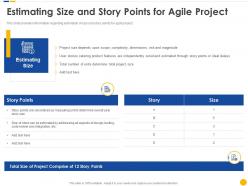 Estimating size and story points for agile project software project cost estimation it