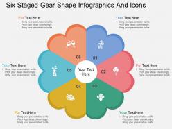 Et six staged gear shape infographics and icons flat powerpoint design