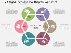 Et six staged process flow diagram and icons flat powerpoint design