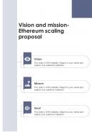 Ethereum Scaling Proposal Vision And Mission One Pager Sample Example Document