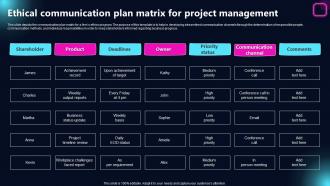 Ethical Communication Plan Matrix For Project Management